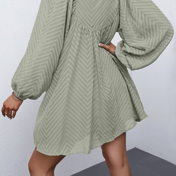 Textured Square Neck Mini Dress - Picture 8 of 8